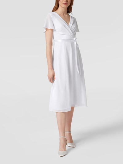 Paradi Cocktailkleid mit V-Ausschnitt und Taillengürtel Offwhite 4