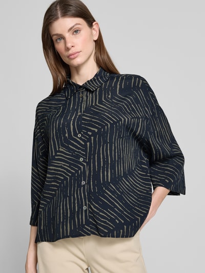 OPUS Relaxed Fit Hemdbluse aus Viskose Modell 'Fiana palm leaves' Dunkelblau 3