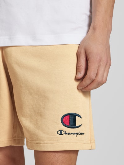 CHAMPION Sweatshorts mit Logo-Stitching und elastischem Bund Beige 3