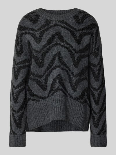 Only Oversized gebreide pullover met all-over motief, model 'JANE' Antraciet - 1