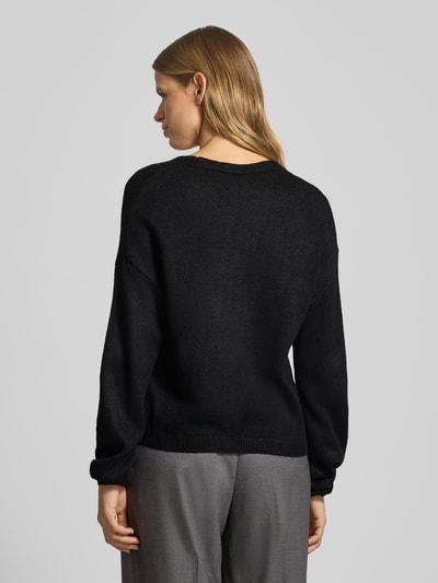 Only Relaxed fit gebreide pullover met strikdetail, model 'DONNA' Zwart - 5