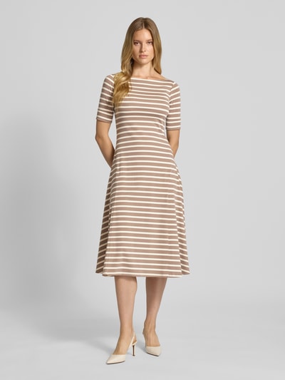 Lauren Ralph Lauren Midikleid mit U-Boot-Ausschnitt Modell 'MUNZIE' Taupe Melange 4