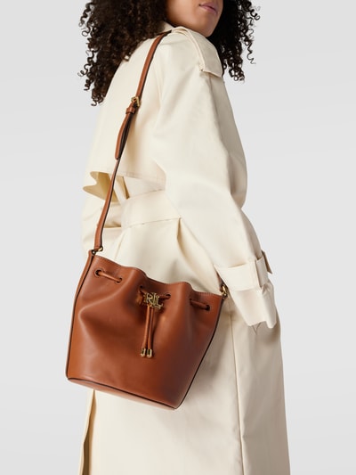 Lauren Ralph Lauren Bucket bag met applicatie, model 'ANDIE 19-DRAWSTRING-MEDIUM' Cognac - 1