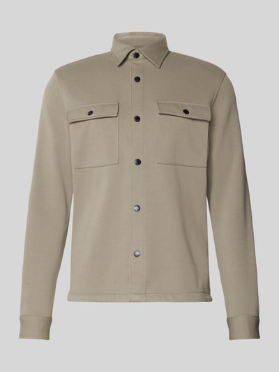 Produktfoto, Hemdjacke met drukknoopsluiting van MCNEAL, regular fit, kentkraag, borstzakken met drukknoopsluiting, ruglengte maat M 69 cm, beige kleur, rechte lijnen, matte textuur