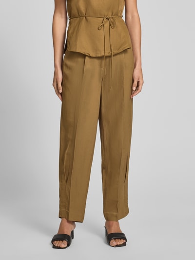 Mango Loose Fit Stoffhose aus Viskose-Leinen-Mix Modell 'MOSKITO' Oliv 4