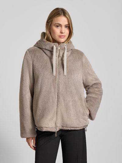WHITE LABEL Jacke mit Kunstfellbesatz Taupe 4