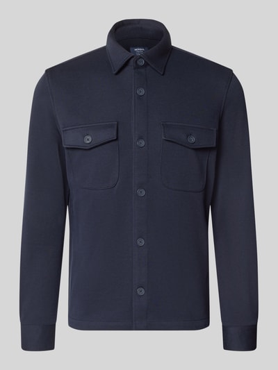 Produktfoto, Overshirt mit Knopfleiste von MCNEAL in Dunkelblau, Material-Mix mit Baumwoll-Anteil, gerade Schnittform, zwei Brusttaschen.