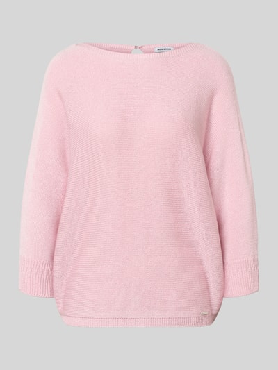 Produktfoto, Strickpullover mit 3/4-Arm von More & More in zartem Rosa, strukturierte Strickoptik, Relaxed Fit, Rundhalsausschnitt