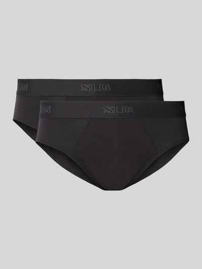 SLG Slip met label in band in een set van 2 stuks, model 'Base Brief' Antraciet - 1