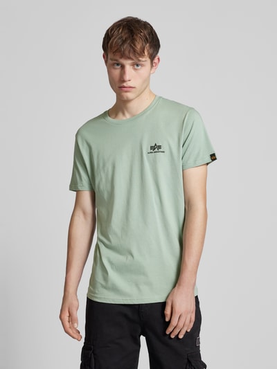 Alpha Industries T-shirt met labelprint, model 'BASIC' Lindegroen - 4