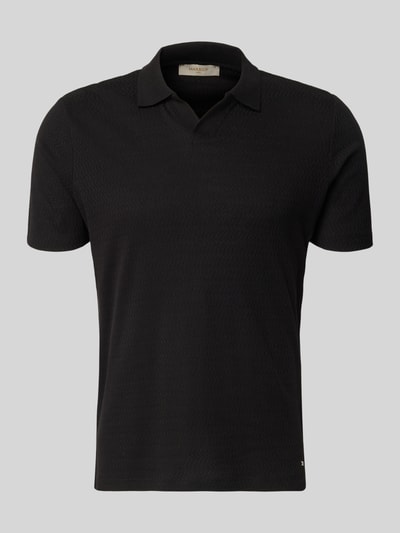 Produktfoto, Modern Fit Poloshirt mit Polokragen und Label-Detail von MARKUP, Reine Baumwolle, schwarze Farbe, Rücklänge 70 cm Größe M
