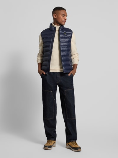 Blauer Usa Steppweste mit Stehkragen und Zweiwege-Reißverschluss Marine 1