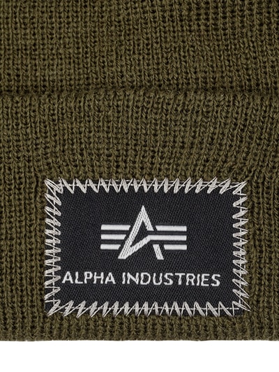 Alpha Industries Beanie mit Logo-Aufnäher  Oliv 2