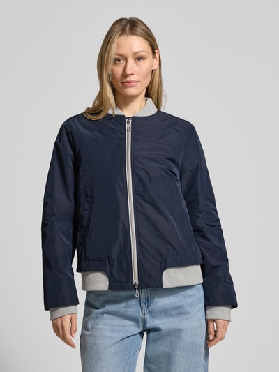 Amber & June Bomberjack met tweewegrits Marineblauw - 4