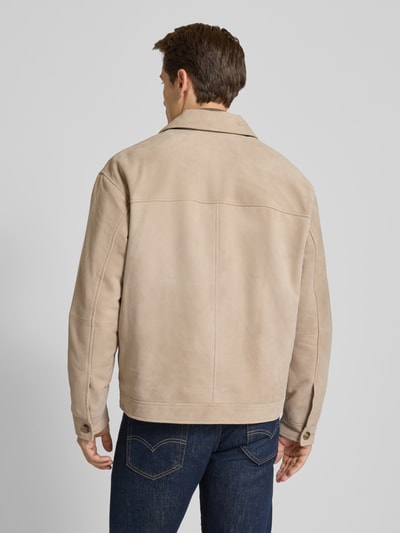 SELECTED HOMME Regular fit leren jack van echt geitensuède, model 'LANCE' Zand - 5