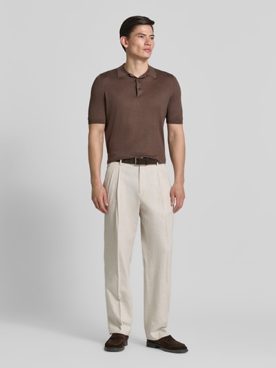 Gran Sasso Slim Fit Poloshirt aus reiner Seide Mittelbraun 1