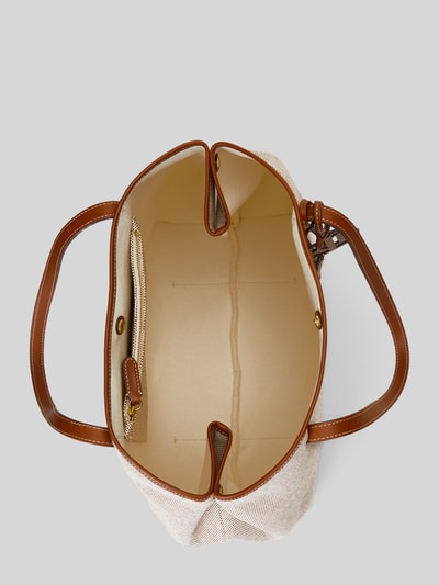 Lauren Ralph Lauren Torba shopper z obszyciem ze skóry i zawieszką z logo Piaskowy 4