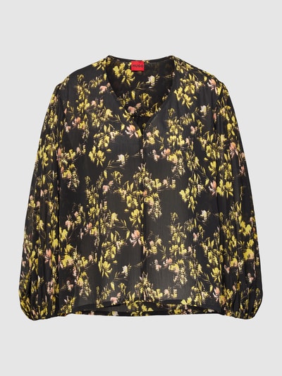 HUGO Blouse met all-over bloemenmotief, model 'Carmelara' Zwart - 2