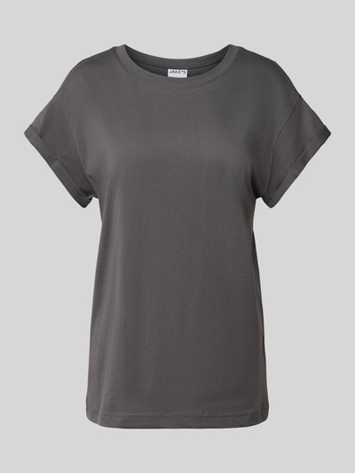 Jake*s Casual T-Shirt mit geripptem Rundhalsausschnitt Dunkelgrau 2