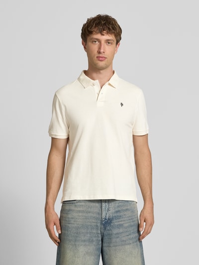 REVIEW Modern Fit Poloshirt mit Logo-Stitching Offwhite 4