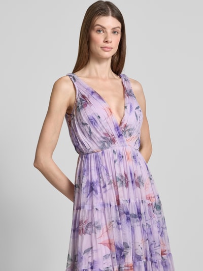 LACE & BEADS Avondjurk in laagjeslook met V-hals Paars - 3