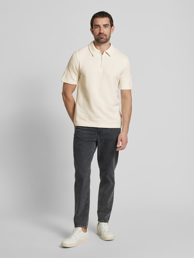 Samsøe Samsøe Regular Fit Poloshirt mit Strukturmuster Modell 'SAOLLI' Offwhite 1
