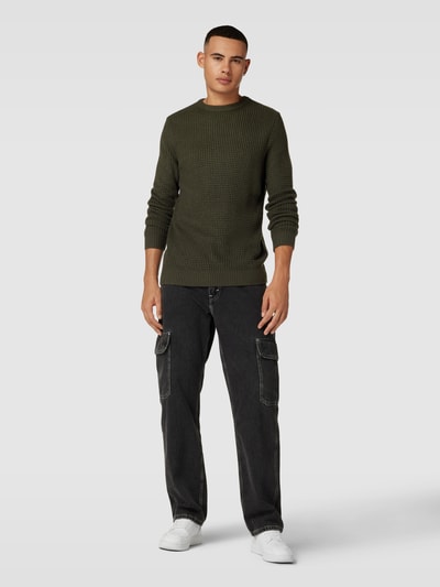 Jack & Jones Gebreide pullover met ronde hals, model 'WILLIAM' Donkergroen - 1