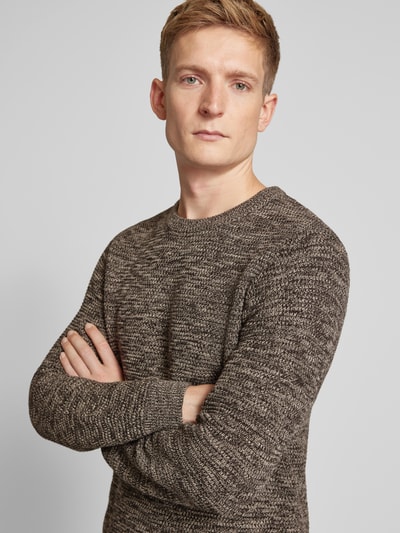 SELECTED HOMME Gebreide pullover met ronde hals, model 'NEWVINCEBUBBL' Lichtbruin - 3