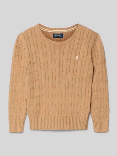 Polo Ralph Lauren Teens Gebreide pullover met geribde boorden Camel gemêleerd - 1