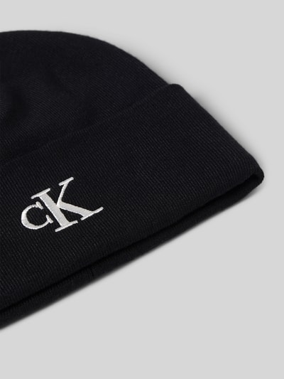 CK Calvin Klein Czapka beanie z mieszanki wiskozy z wyhaftowanym logo Czarny 2