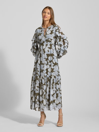 s.Oliver BLACK LABEL Regular fit maxi-jurk met elastische taille Olijfgroen - 4