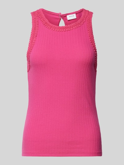 Vila Tanktop met gehaakt kant, model 'BABIA' Felroze - 2