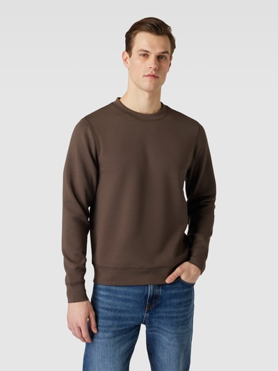 Casual Friday Sweatshirt met ronde hals, model 'Sebastian' Donkerbruin - 4