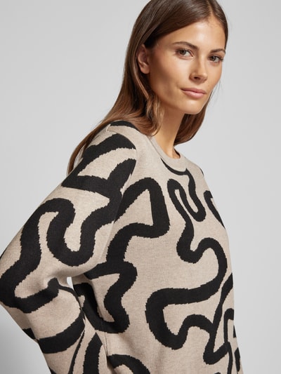 FREE/QUENT Gebreide pullover met ronde hals, model 'Ani' Taupe gemêleerd - 3