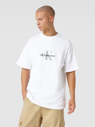 Calvin Klein Jeans Oversized T-Shirt mit Label-Stitching Weiss 4