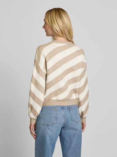 Vero Moda Strickpullover mit diagonalem Streifenmuster Modell 'LARA' Taupe 5