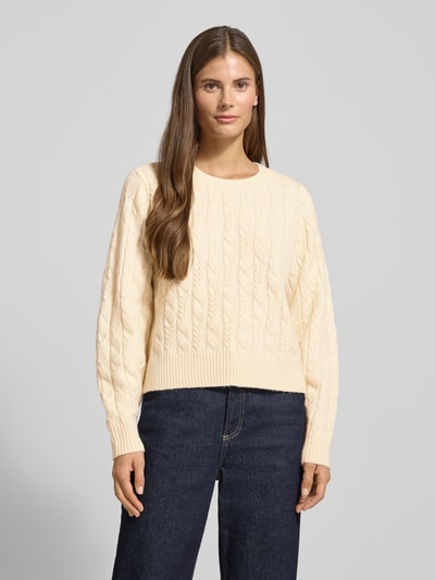 VERO MODA Regular fit gebreide pullover met kabelpatroon, model 'ARIES' Ecru - 4