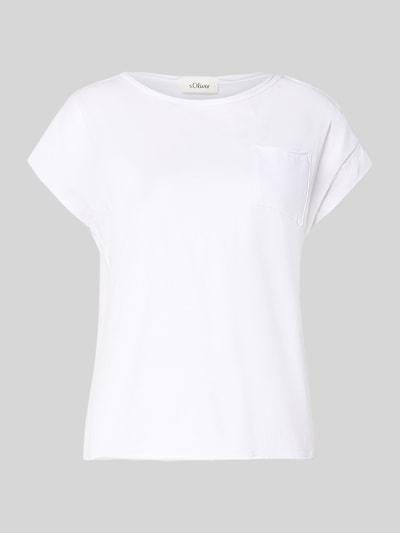Produktfoto, Regular Fit T-Shirt aus reiner Baumwolle von s.Oliver RED LABEL in Unifarbe Weiß, kurzarm, U-Boot-Ausschnitt, glatte Jersey-Textur