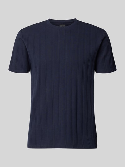 Produktfoto, Regular Fit T-Shirt aus Baumwolle von Guess, niebieski, krój regular fit, okrągły dekolt, bawełna, detal z logo, długość pleców 69 cm w rozmiarze M