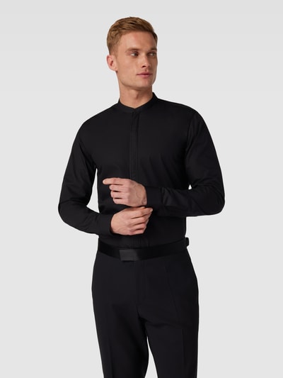 HUGO Extra slim fit zakelijk overhemd met opstaande kraag, model 'Enrique' Zwart - 4