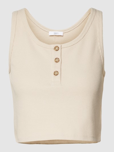 Jake*s Casual Crop Top mit kurzer Knopfleiste Sand 2