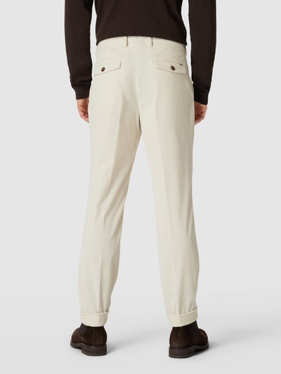 BOSS Spodnie materiałowe z wpuszczanymi kieszeniami w stylu francuskim model ‘Perin’ Złamany biały 5
