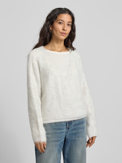 American Vintage Strickpullover mit V-Ausschnitt Modell 'NUNY' Hellgrau Melange 4