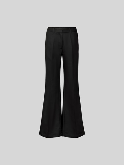 Produktfoto, Flared Fit Stoffhose aus Lyocell-Mix von black palms in Schwarz mit Bügelfalten, Eingriffstaschen, Haken-Reißverschluss, Damen, Elastischer-Material-Mix, Innenbeinlänge 41 cm, Bundweite 80 cm bei Größe S