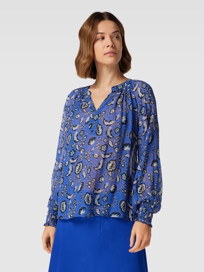 Part Two Bluse mit Allover-Muster Modell 'Ketta' Blau 4