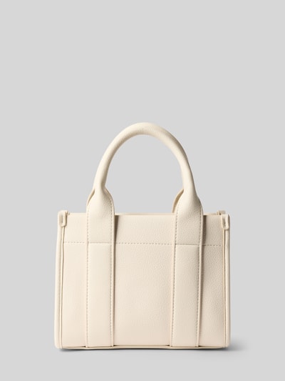 Produktfoto, Torebka z uchwytem model 'MELOY MINI TOTE' od Seidenfelt, kolor jasny, lekko ziarnista faktura, główna przegroda z zamkiem błyskawicznym, detal z logo, szerokość w rozmiarze 1: 20 cm, długość w rozmiarze 1: 16 cm, głębokość w rozmiarze 1: 8 cm, długość paska na ramię w rozmiarze 1: 108 cm