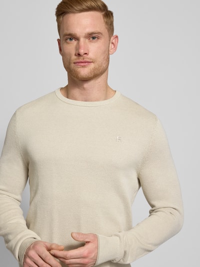 Lerros Strickpullover mit Label-Stitching Sand 3