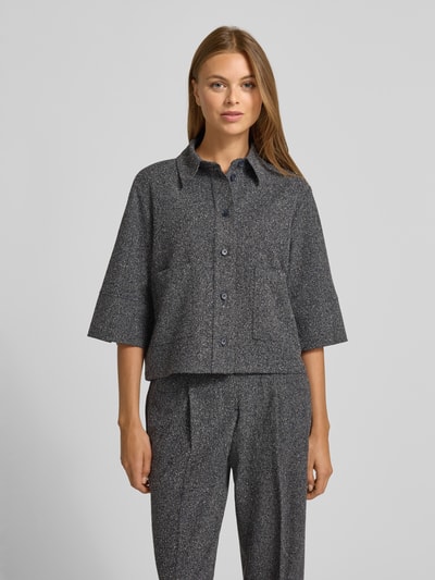 Someday Blouse met viscose en overhemdkraag, model 'Zinami' Marineblauw - 4