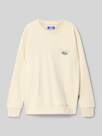 JACK & JONES Sweatshirt met Labelprint Model 'DOVER' Offwhite - 1