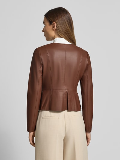 Zero Jacke in Leder-Optik mit Reißverschluss Mittelbraun 5